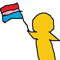 旗を振る人の絵です