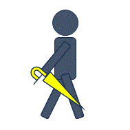 傘の持ち方を注意するピクトグラムです