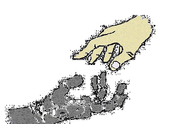人間とロボットの手の絵