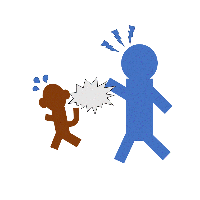 サルに対するいじめを禁止しているピクトグラムです