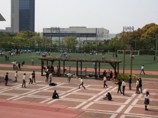 lunch time break in the school yard