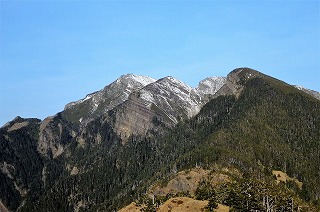 雪山東峰から雪山主峰を仰ぐ